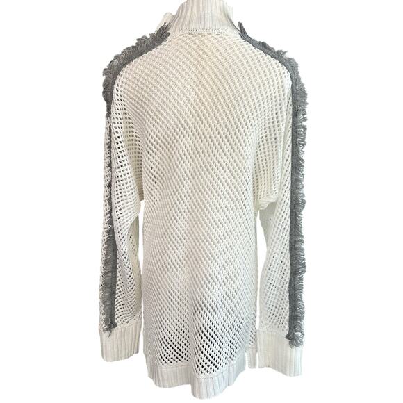 Ashley Stewart NWT Sweater Open Knit Silver Beads Fringe 1X Boho Feminine Causal - Picture 9 of 9